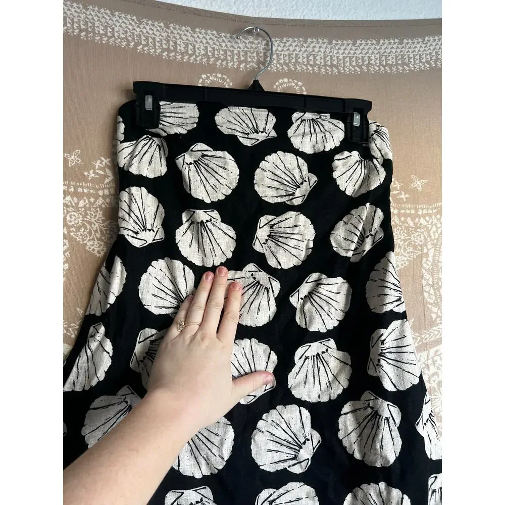 Abercrombie & Fitch Linen Strapless Black & White Strapless Seashell Mini Dress